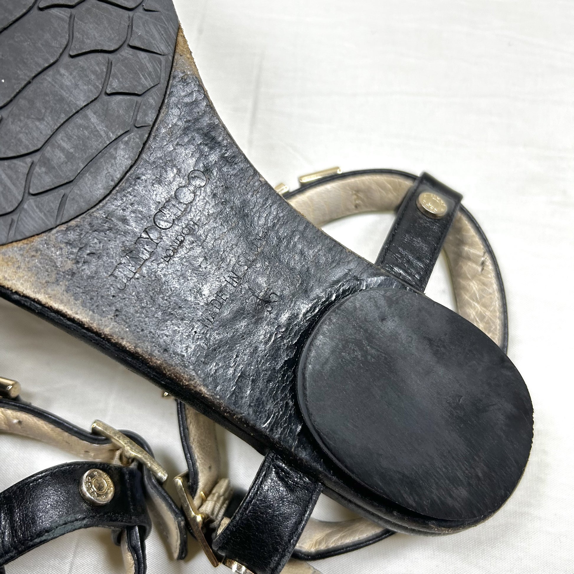 JIMMY CHOO JIMMY CHOO Metal Chain T-Strap Flat Sandals Size 35