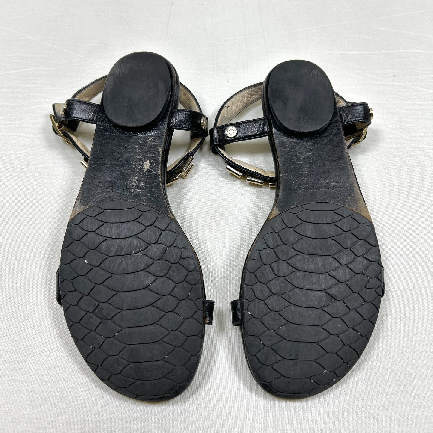 JIMMY CHOO JIMMY CHOO Metal Chain T-Strap Flat Sandals Size 35