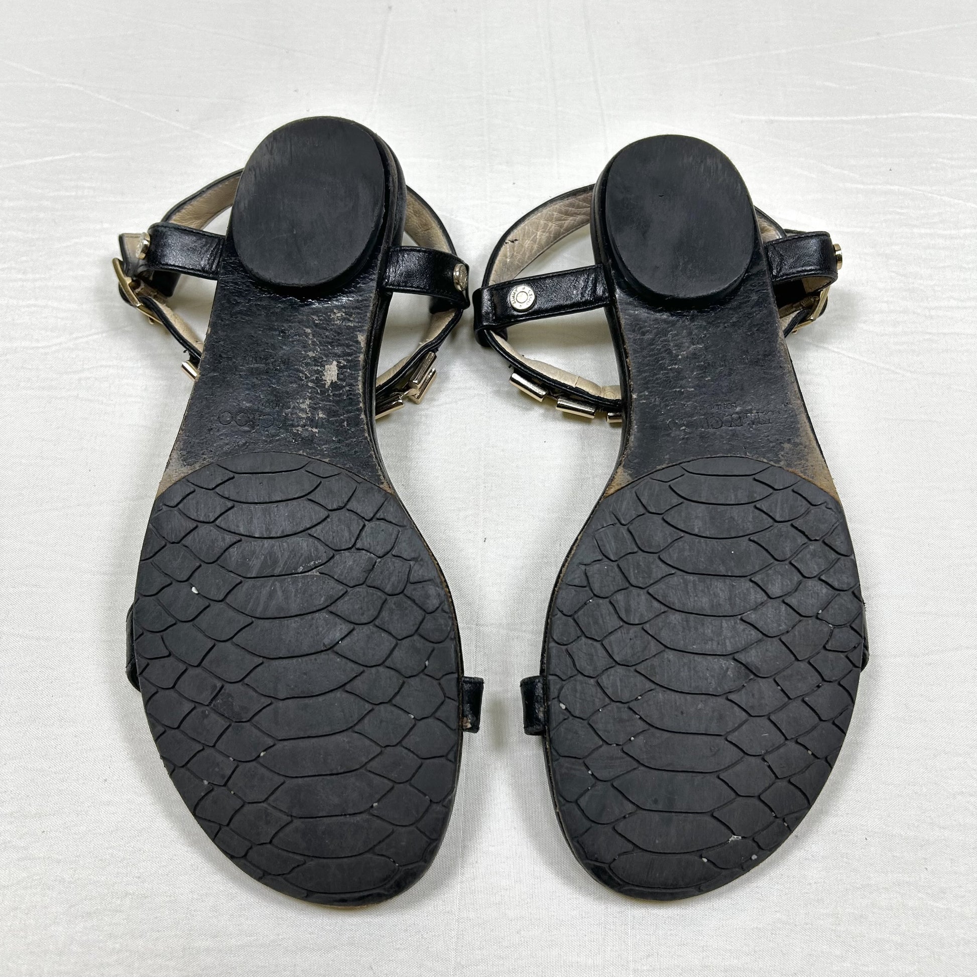 JIMMY CHOO JIMMY CHOO Metal Chain T-Strap Flat Sandals Size 35