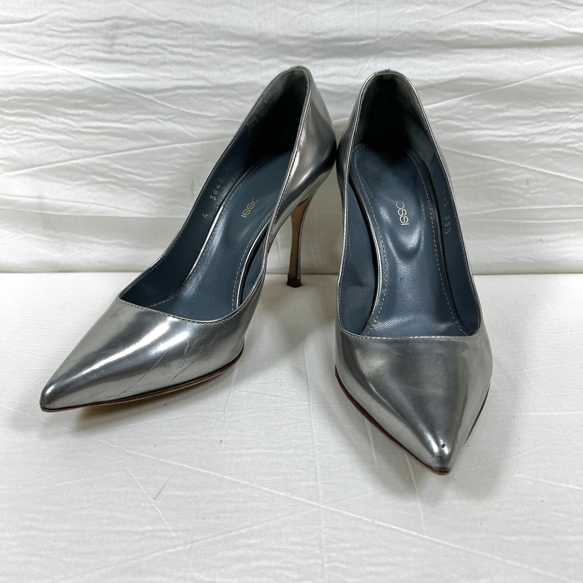Sergio Rossi pointed toe metallic stiletto pumps, size 35 1/2