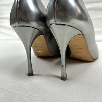 Sergio Rossi pointed toe metallic stiletto pumps, size 35 1/2