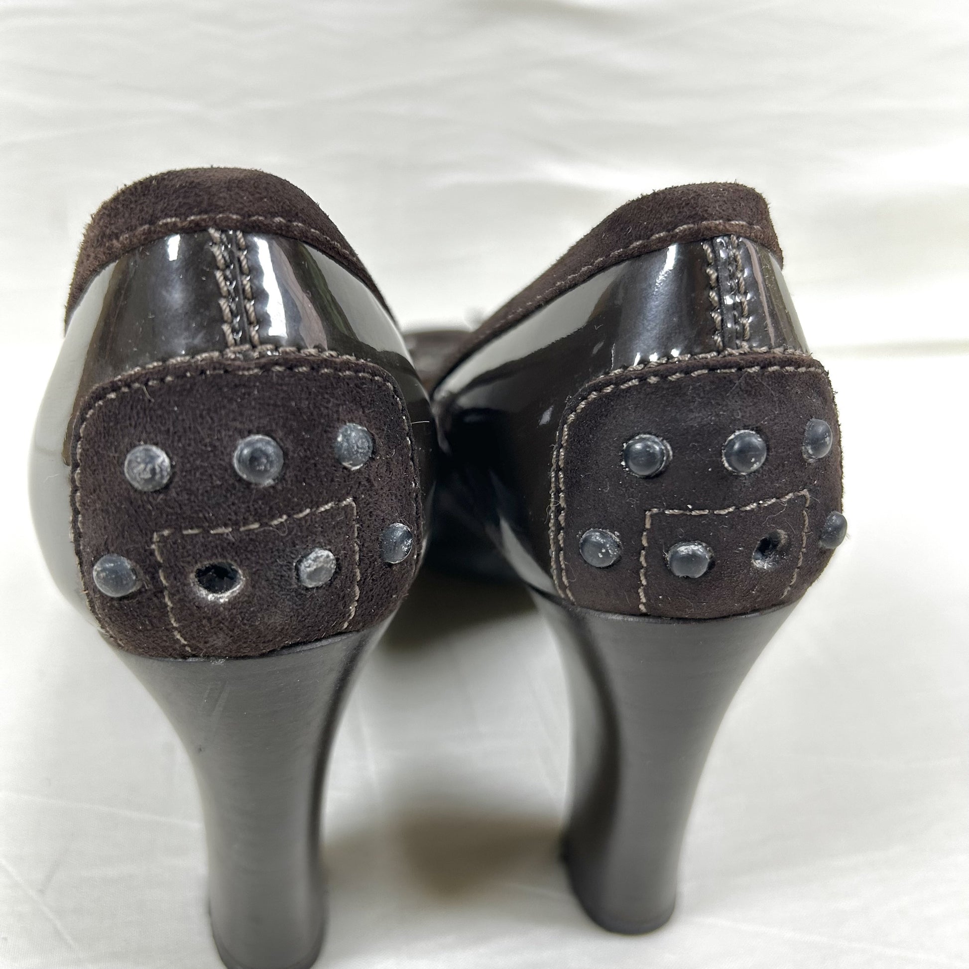 TODS TODS Fringe Ribbon Leather Pumps Size 35 1/2 Dark Brown Pumps