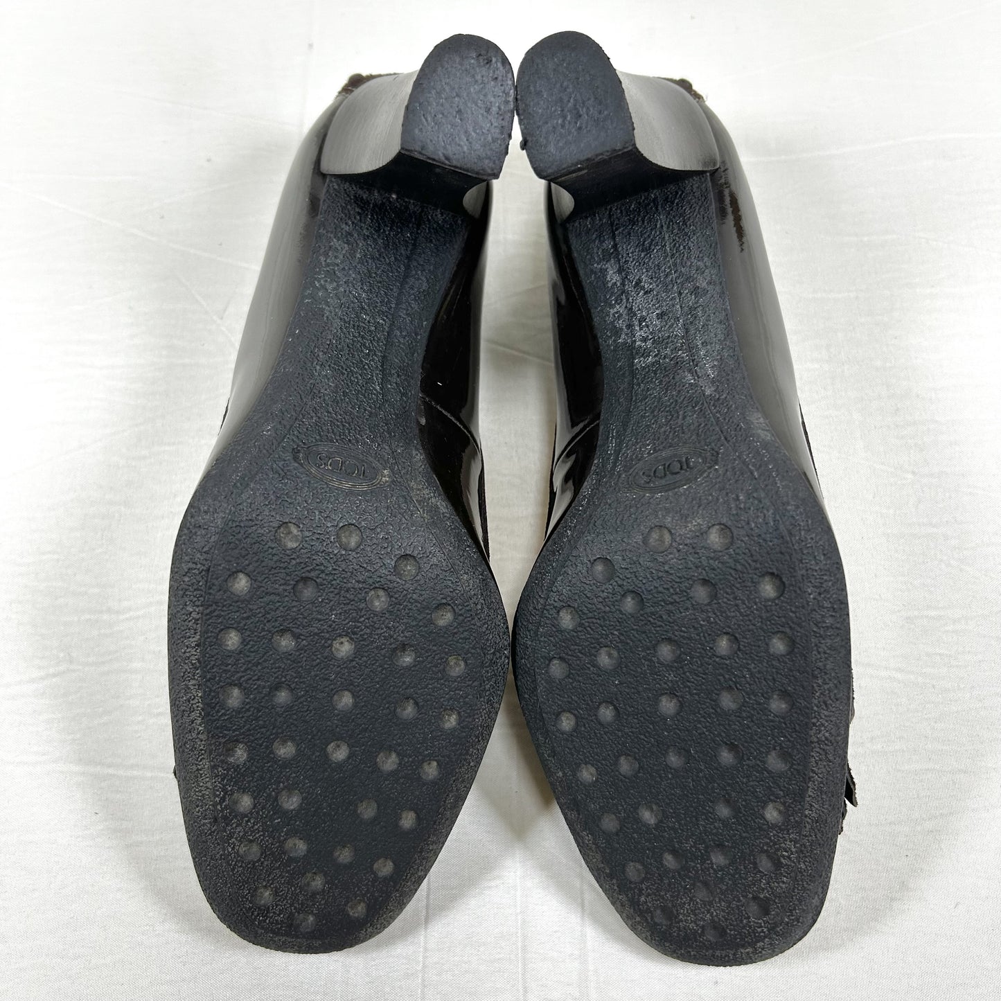 TODS TODS Fringe Ribbon Leather Pumps Size 35 1/2 Dark Brown Pumps
