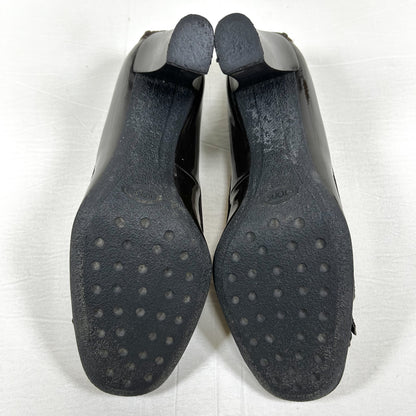 TODS TODS Fringe Ribbon Leather Pumps Size 35 1/2 Dark Brown Pumps