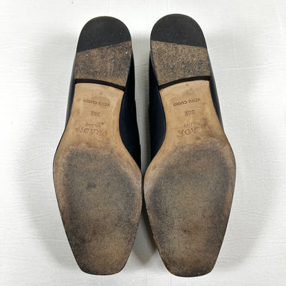 PRADA PRADA Square Toe Loafers, Size 36 1/2, Navy