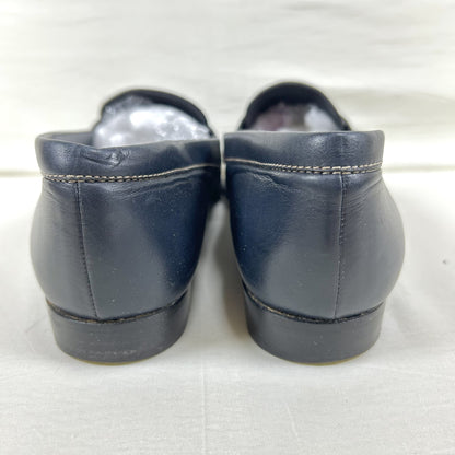 PRADA PRADA Square Toe Loafers, Size 36 1/2, Navy