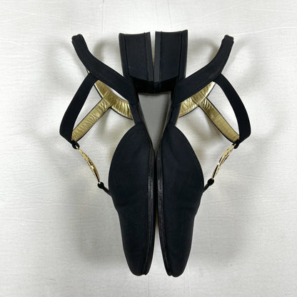 FENDI Medallion-embellished slingback pumps, size 36 1/2