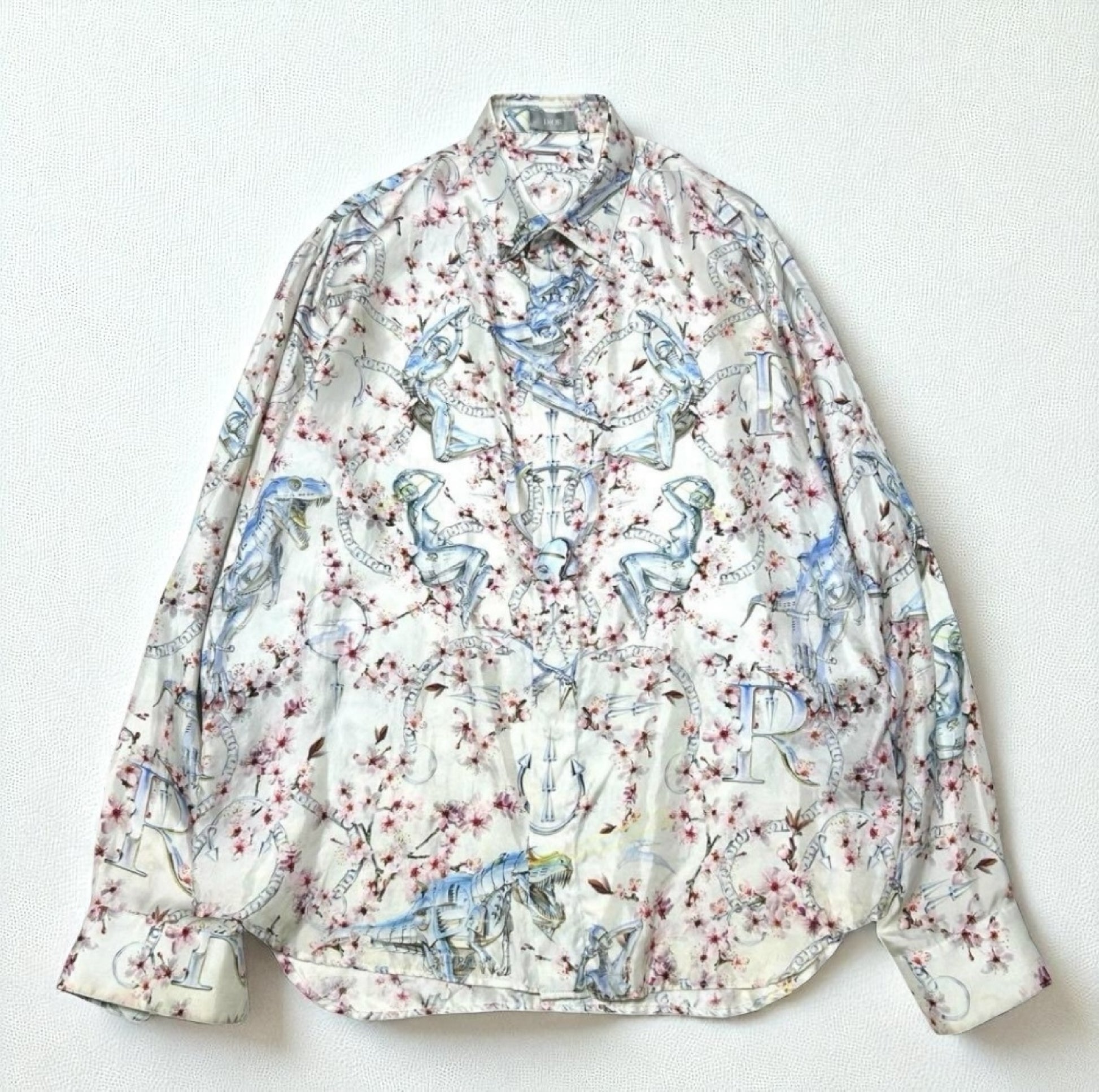 Dior Dior Sorayama Sexy Robot Silk Shirt, All-Over Print, Size 39, Long Sleeve Shirt