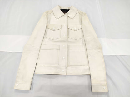 LOUIS VUITTON Brand Apparel Lamb Leather Jacket Blouson White #34 Jacket