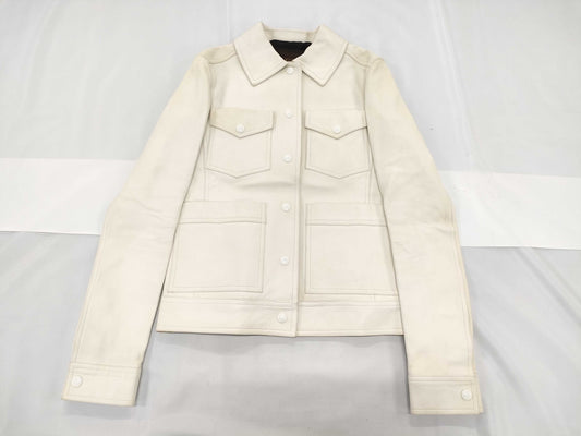 LOUIS VUITTON Brand Apparel Lamb Leather Jacket Blouson White #34 Jacket