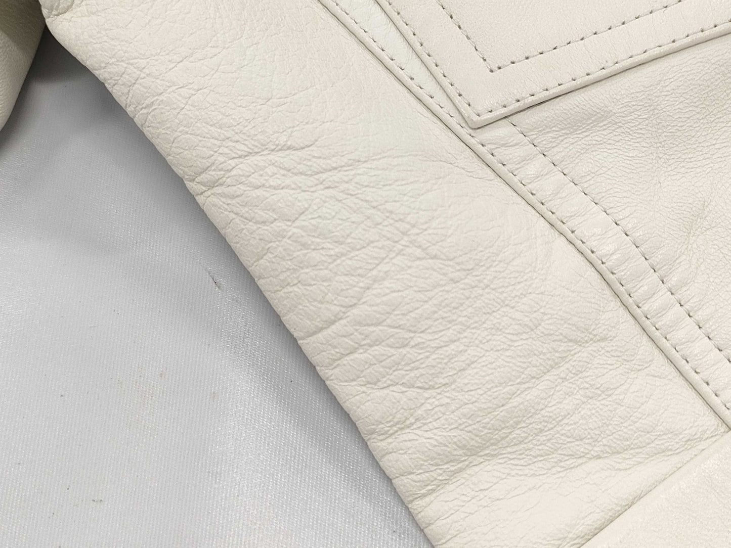 LOUIS VUITTON Brand Apparel Lamb Leather Jacket Blouson White #34 Jacket