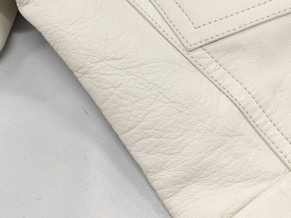 LOUIS VUITTON Brand Apparel Lamb Leather Jacket Blouson White #34 Jacket