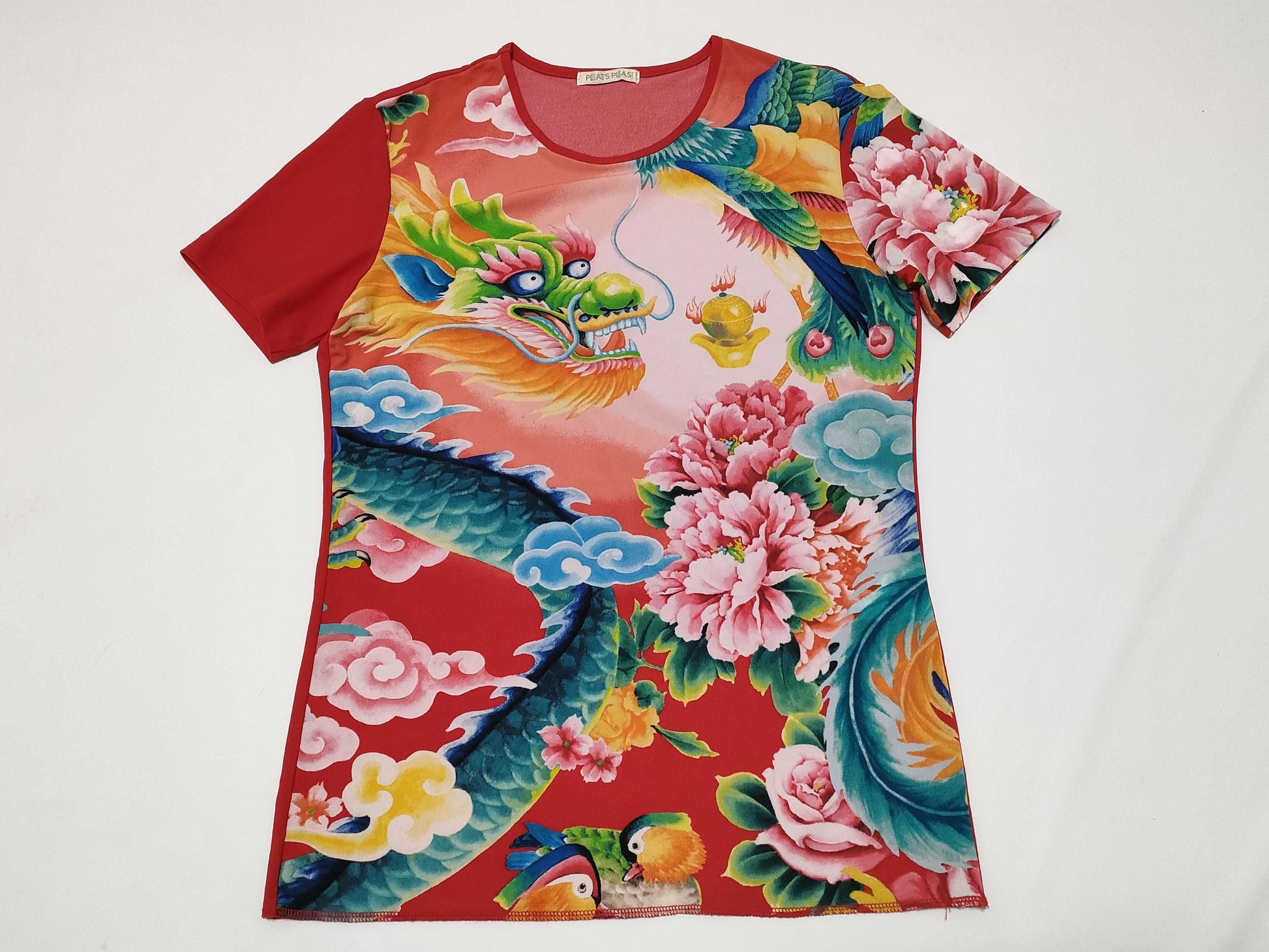 PLEATS PLEASE PLEATS PLEASE Chinese Dragon Top Cut and Sewn Top