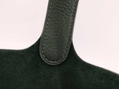 HERMES Picotin Lock PM size handbag in dark green with silver hardware