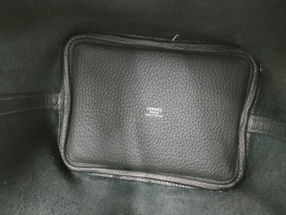 HERMES Picotin Lock PM size handbag in dark green with silver hardware