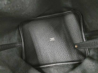 HERMES Picotin Lock MM size black handbag with gold hardware and K stamp