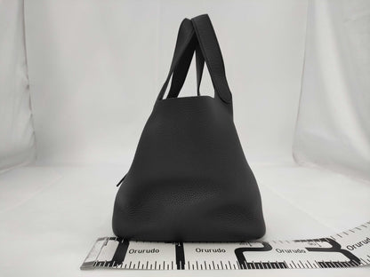 HERMES Picotin Lock MM size black handbag with gold hardware and K stamp