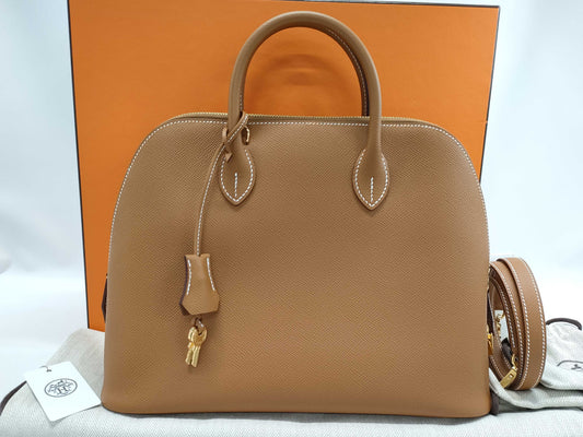 HERMES Bolide 1923 30 B Stamp Gold Hardware Handbag