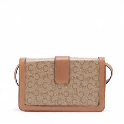 CELINE C Macadam Carriage Hardware PVC and Leather Shoulder Bag Brown
