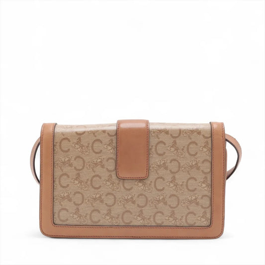 CELINE C Macadam Carriage Hardware PVC and Leather Shoulder Bag Brown