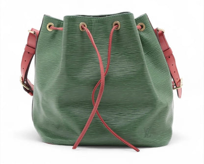 LOUIS VUITTON Epi Petit Noe M44147 AR0916 Green x Red Shoulder Bag
