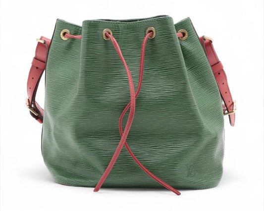 LOUIS VUITTON Epi Petit Noe M44147 AR0916 Green x Red Shoulder Bag