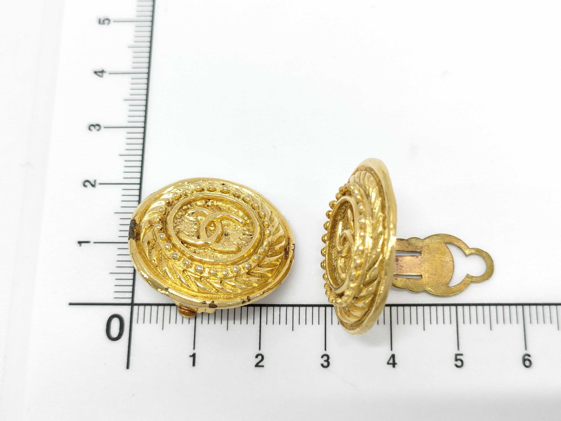CHANEL Coco Mark Earrings with Inlay