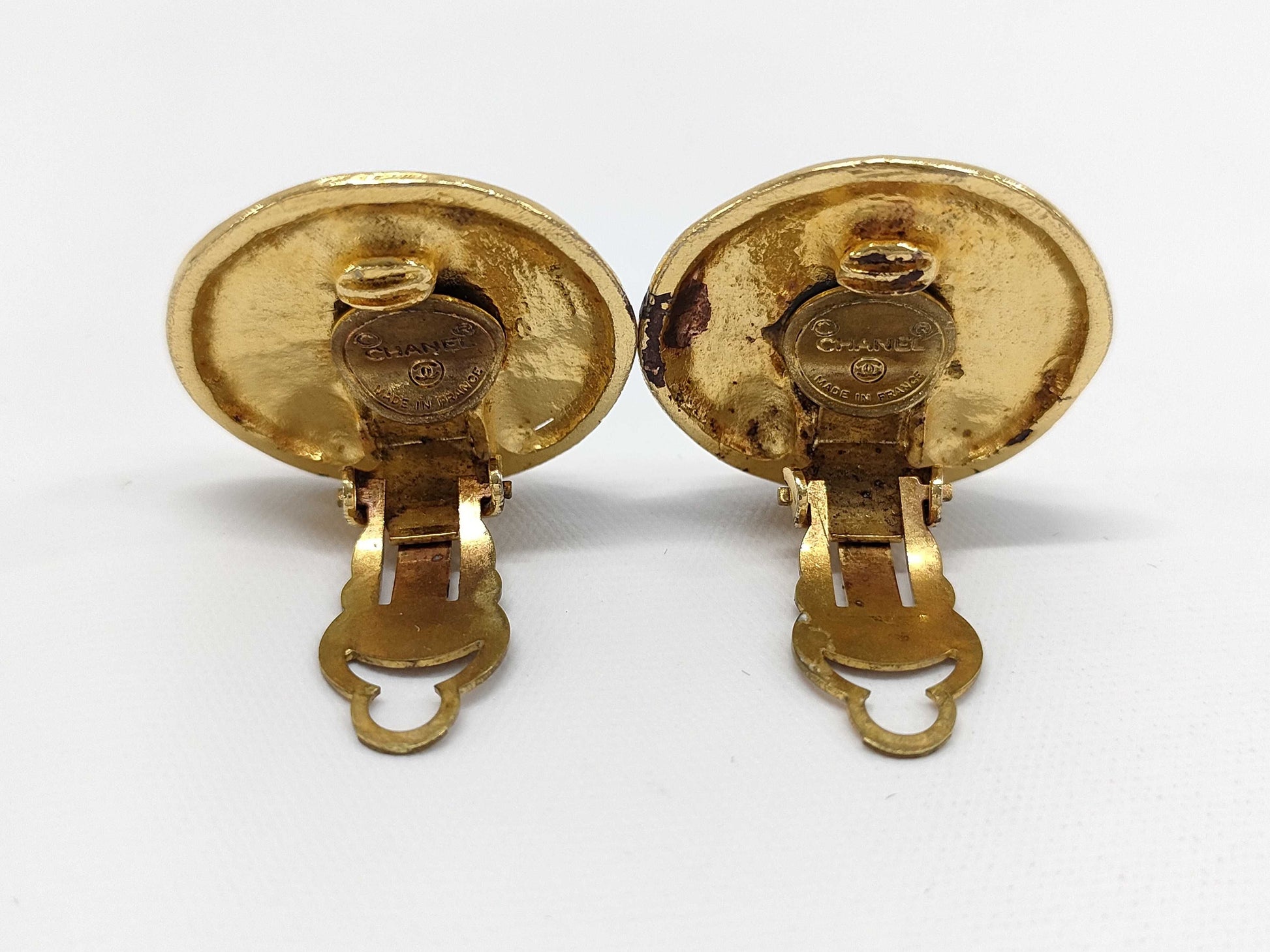 CHANEL Coco Mark Earrings with Inlay