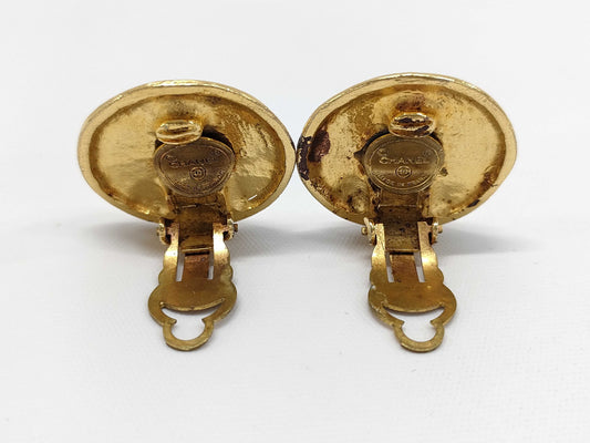CHANEL Coco Mark Earrings with Inlay