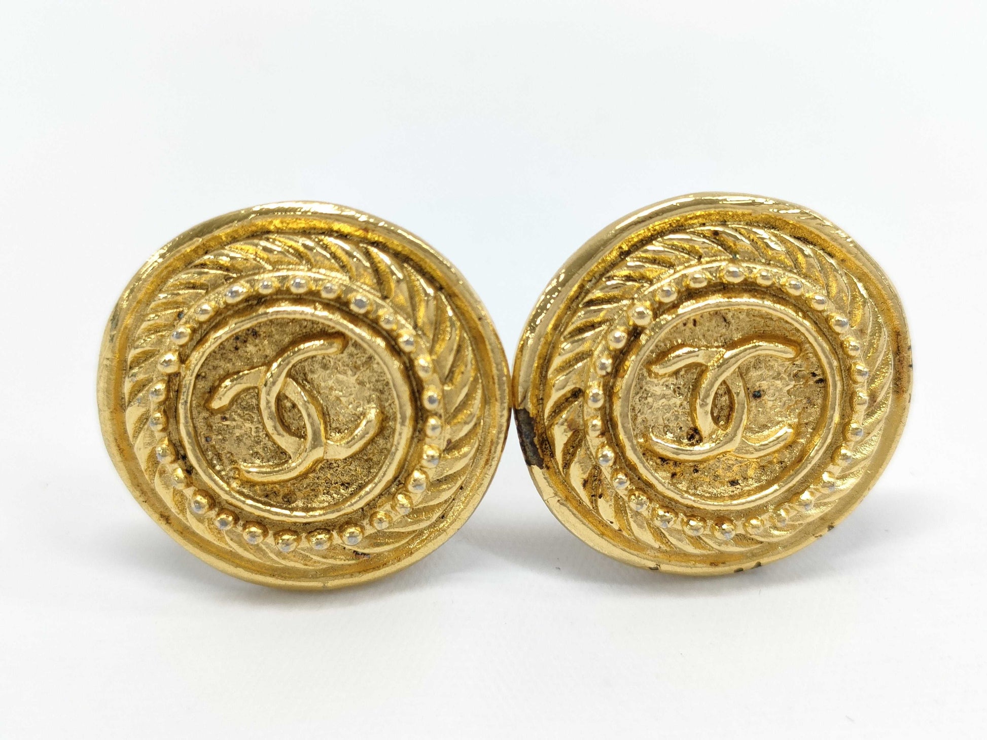 CHANEL Coco Mark Earrings with Inlay