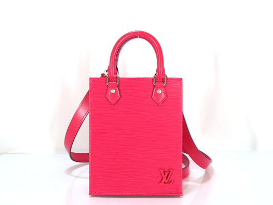 LOUIS VUITTON LOUIS VUITTON Louis Vuitton LV Epi Petite Sac Plat Rose Pondicherry M80168 CA0281 Handbag Shoulder Bag