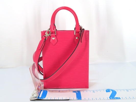 LOUIS VUITTON LOUIS VUITTON Louis Vuitton LV Epi Petite Sac Plat Rose Pondicherry M80168 CA0281 Handbag Shoulder Bag
