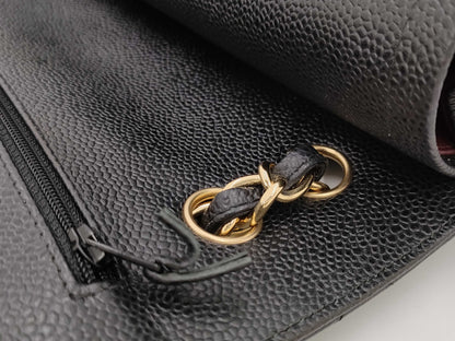 CHANEL Caviar Deca Matelasse Gold Hardware Shoulder Bag