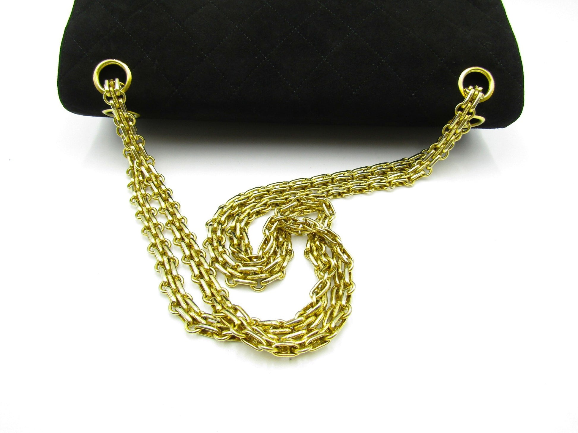CHANEL Matelasse Chain Shoulder Bag, 25cm, Double Flap, Suede, Black, G Hardware