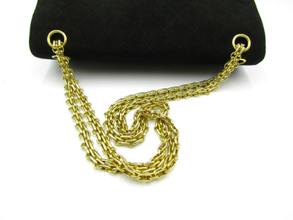 CHANEL Matelasse Chain Shoulder Bag, 25cm, Double Flap, Suede, Black, G Hardware
