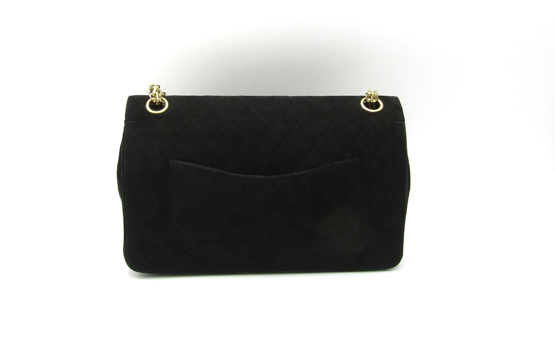 CHANEL Matelasse Chain Shoulder Bag, 25cm, Double Flap, Suede, Black, G Hardware