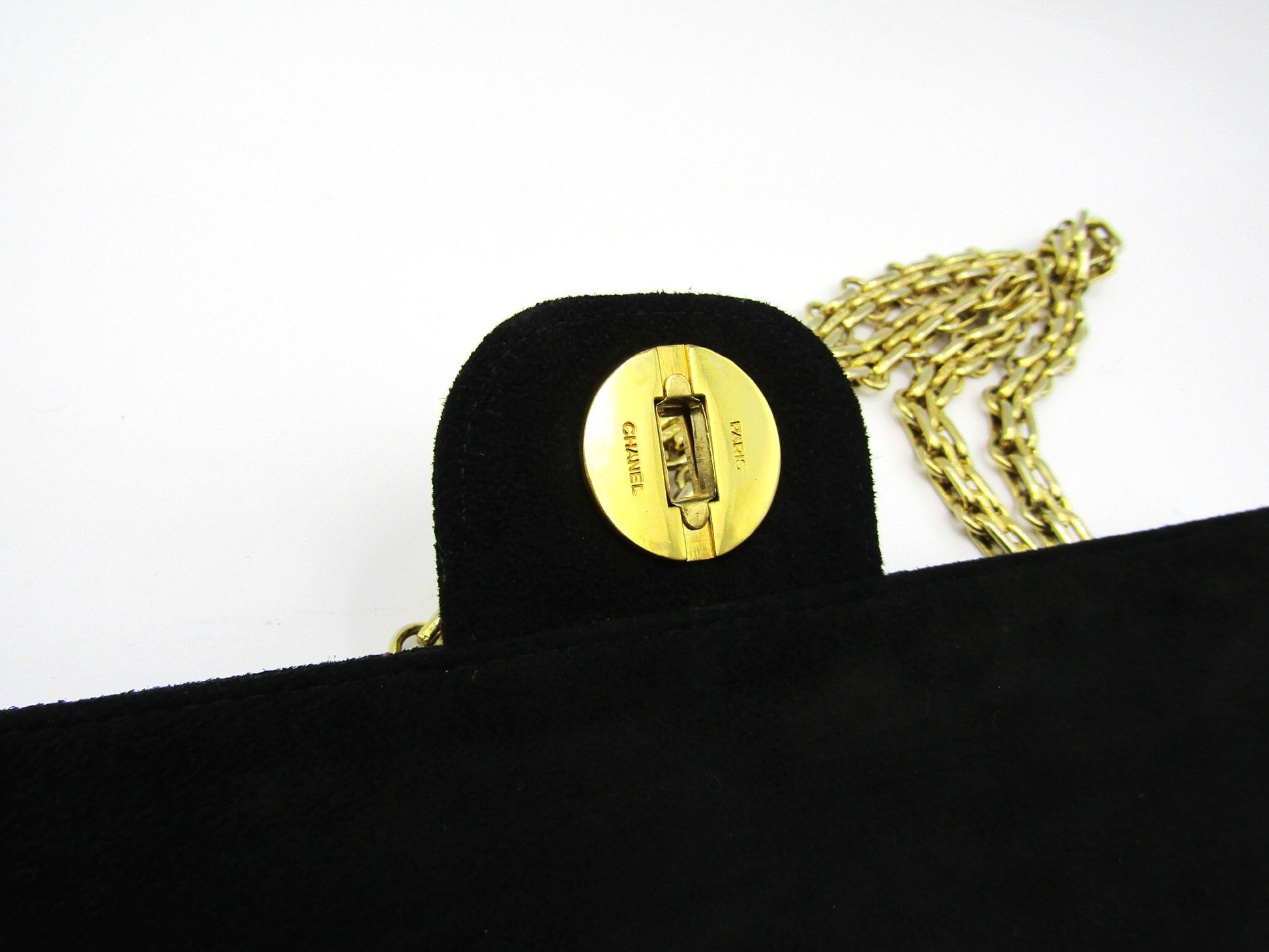 CHANEL Matelasse Chain Shoulder Bag, 25cm, Double Flap, Suede, Black, G Hardware