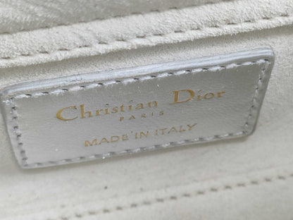 Dior D-Joy Micro Silver Lambskin Beaded Rhinestone 2-Way Handbag