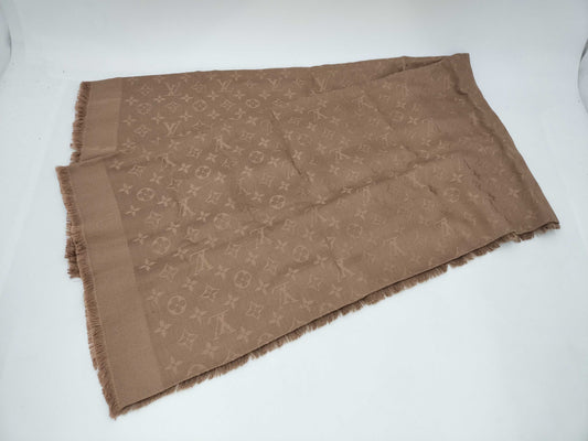 LOUIS VUITTON Large Monogram Stole in Pink and Beige