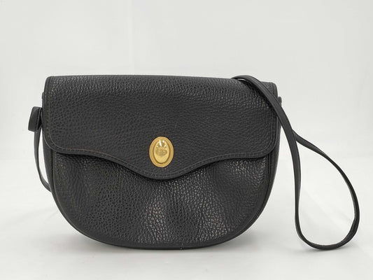 Dior Leather Shoulder Bag with Logo Hardware, Black