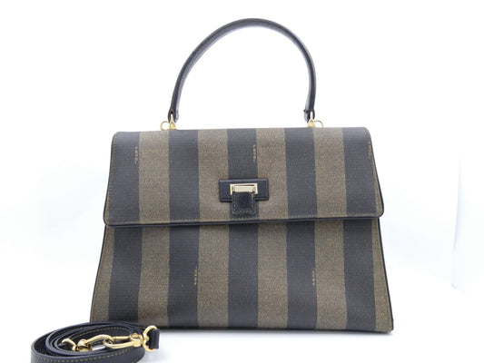 FENDI Pecan PVC Leather 2-Way Handbag
