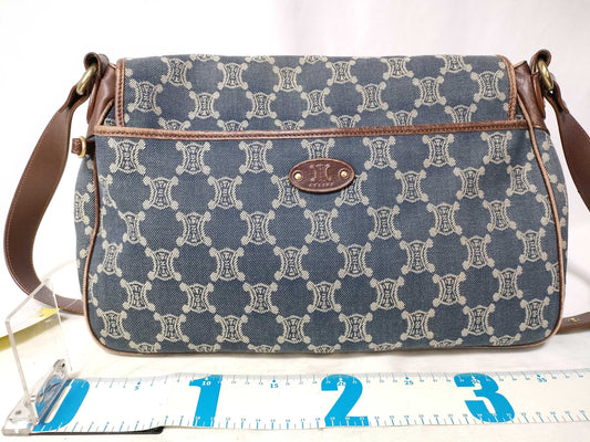 CELINE Paris Macadam Shoulder Bag Denim Shoulder Bag