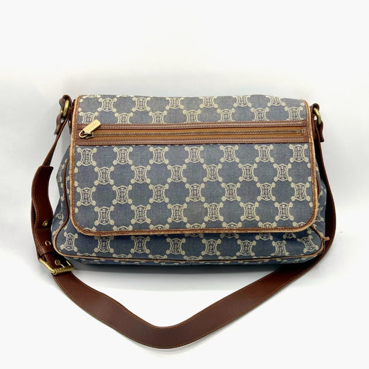 CELINE Paris Macadam Shoulder Bag Denim Shoulder Bag