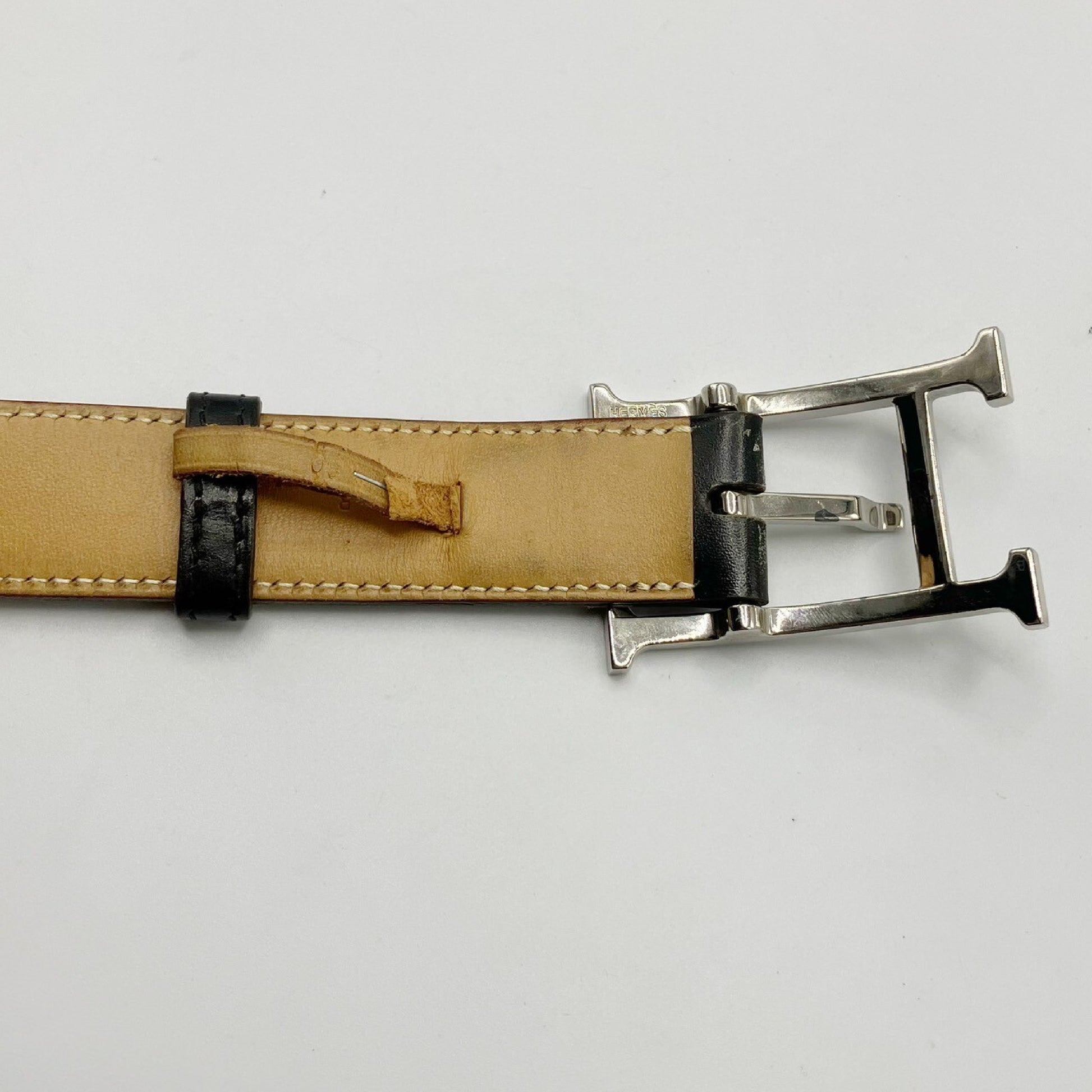 HERMES Leather Belt Engraved K Belt