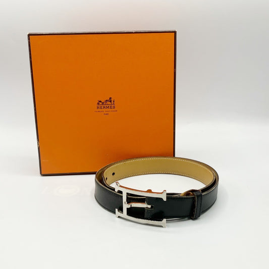 HERMES Leather Belt Engraved K Belt