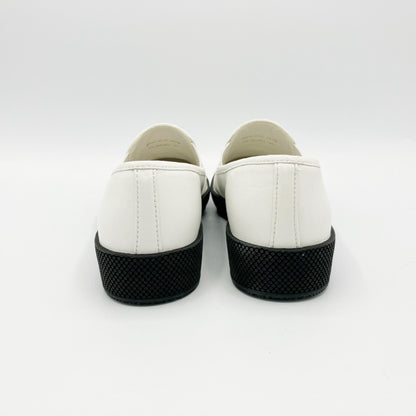 PRADA Slip-On Heart Leather Flat Shoes White Size 35 Sneakers