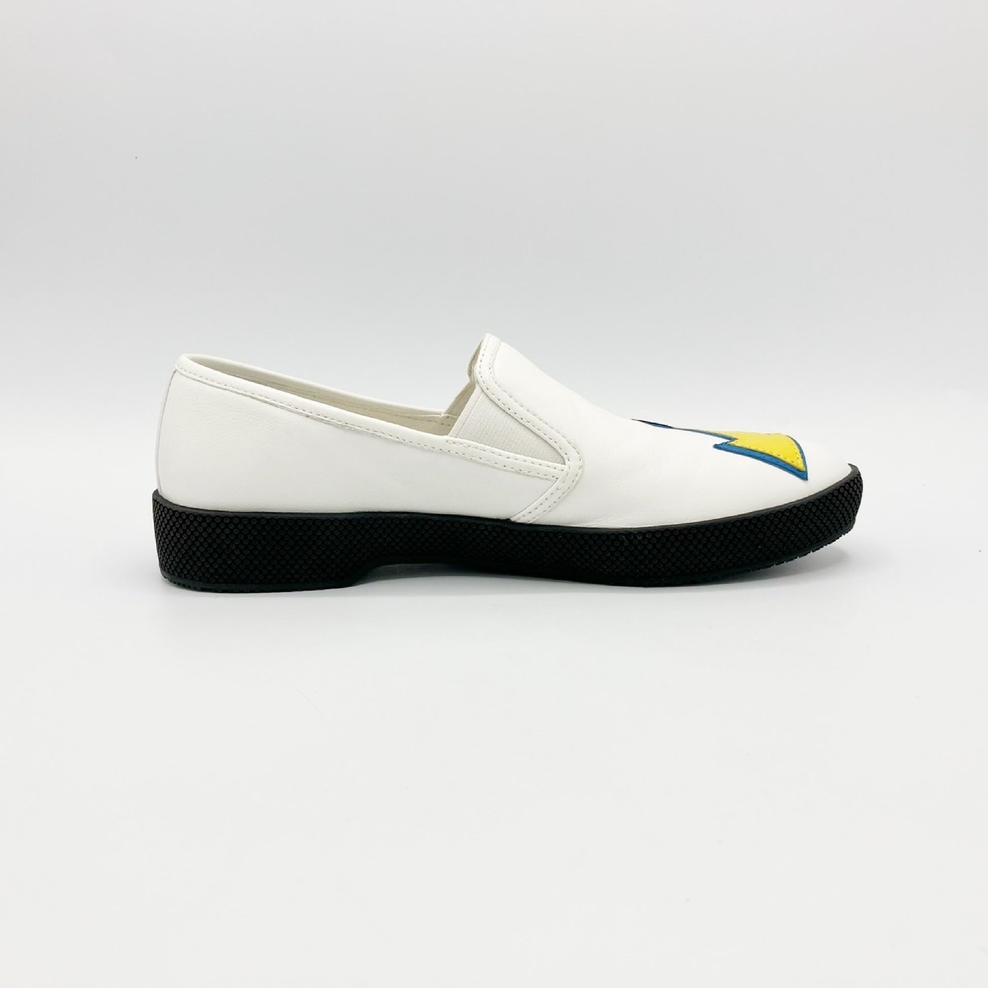 PRADA Slip-On Heart Leather Flat Shoes White Size 35 Sneakers