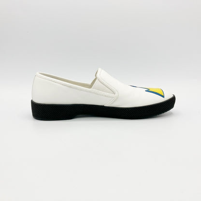 PRADA Slip-On Heart Leather Flat Shoes White Size 35 Sneakers