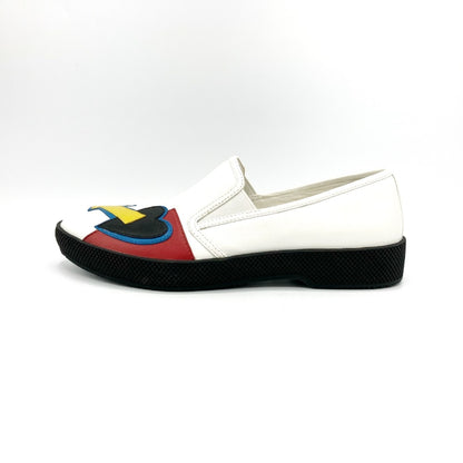 PRADA Slip-On Heart Leather Flat Shoes White Size 35 Sneakers