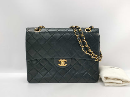 CHANEL Matelasse Double Flap Matelasse Chain Shoulder Bag 25 Black with Gold Hardware